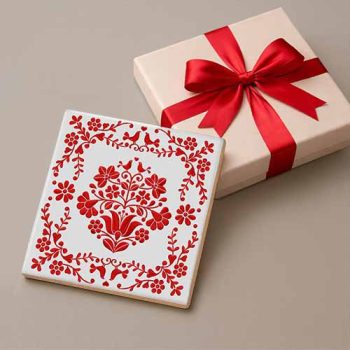 Ceramic tile with Hungarian folk motif