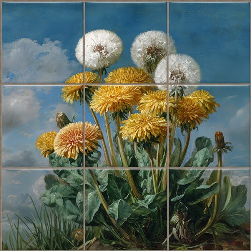 Ceramic tile mural - Butterfly and dandelion 