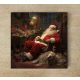 Tired Santa and dog - tile trivet