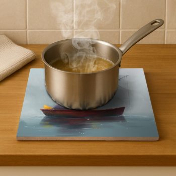 Fishing Duckling - ceramic tile trivet