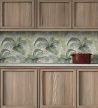 Ceramic tile mural with tropical palm leaves on light background