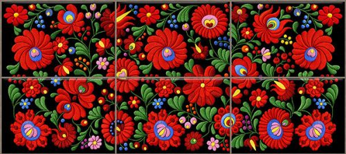 Ceramic tile mural - Hungarian folk art motif 