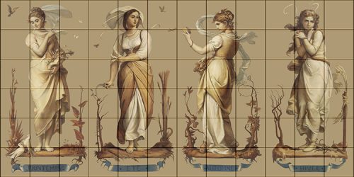 Seasons - Art Nouveau tile mural 