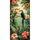 Two toucans in tropical jungle with colorful flowers – exotic tile mural