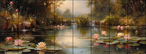 Ceramic tile mural - Claude Monet: Water Lilies 