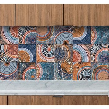Ceramic tile mural - concentric circles
