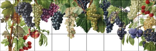 Ceramic tile mural - kitchen - grapes and fruits
