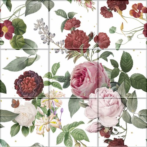 Floral tile mural - vintage flower pattern