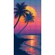 Tile mural - Beach and palm tree in the sunset