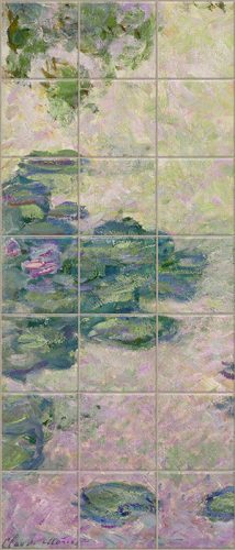 Claude Monet tavirózsák dekorcsempe csempekép vízfelülettel és virágokkal
