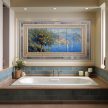Mediterranean Tile Mural – Orange Tree & Seaside Town