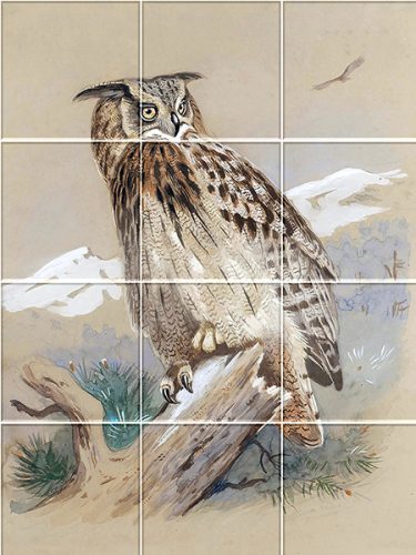 Ceramic tile mural - birds -Eagle owl II. 