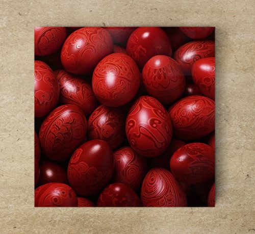Húsvéti piros tojások - edényalátét csempe