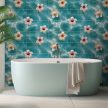 Tropical Floral Water-Effect Mosaic Tile Backdrop