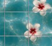 Tropical Floral Water-Effect Mosaic Tile Backdrop