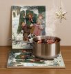 Ceramic tile trivet - children playing snowball 