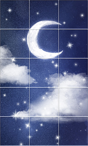 Tile mural - Moon and stars