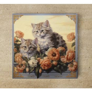 Edényalátét csempe - cicák