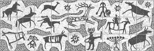 Ceramic tile mural - cave painting