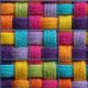 Colorful yarn pattern ceramic tile mural in yellow blue green orange pink purple