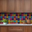 Ceramic tile mural colorfull yarn pattern