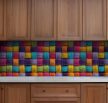 Colorful yarn pattern ceramic tile mural in yellow blue green orange pink purple