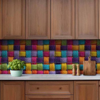 Ceramic tile mural colorfull yarn pattern