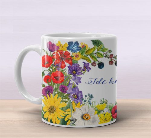 Unique personalized name mug with flower decoration 