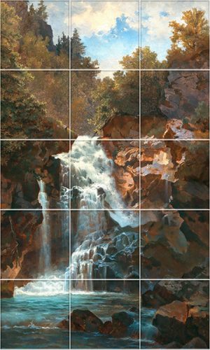 Ceramic tile mural - forest and waterfall 