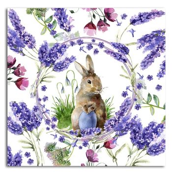 Edényalátét kerámia - Húsvéti nyuszi és virágok