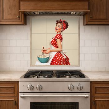 Pin-up lány habverővel - mozaik csempe 