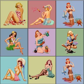 Pin-up lány mintás mozaik csempe 
