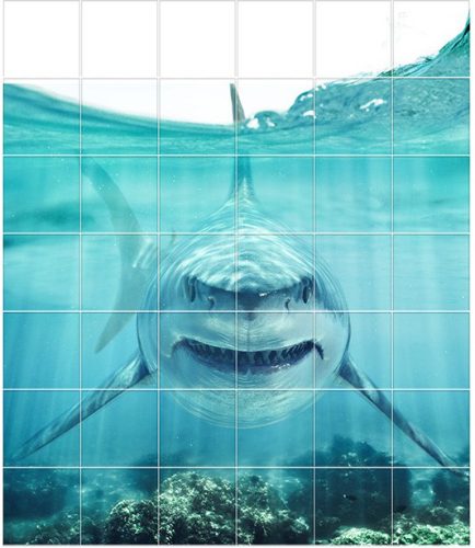 Tile mural - water world - Great White shark