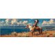 Native American man on horseback by the lake – western-style ceramic tile mural