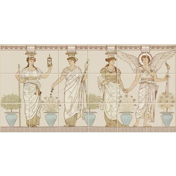Ceramic tile mural with Art Nouveau Greek pattern