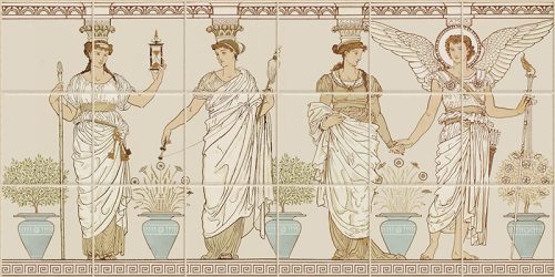 Ceramic tile mural with Art Nouveau Greek pattern