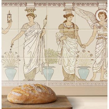 Ceramic tile mural with Art Nouveau Greek pattern