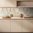 Kitchen tile mural with Art Nouveau Greek pattern
