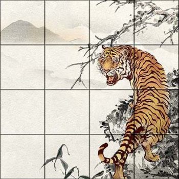 Tile mural - wildlife - tiger III. Tile mural - wildlife - tiger III.