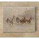 Ceramic  coaster - Sleighs in snow storm