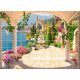 Mediterranean Tile Mural with Terrace, Fountain and Lakeside Town