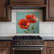 Poppy tile mural to kitchen