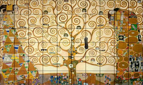 Ceramic tile mural - Klimt: The kiss -