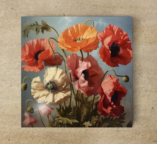 Colorfull poppies - ceramic tile trivet