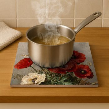 Vintage poppies - ceramic tile trivet