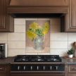 Sunflowers in dotted jug ceramic tile mural still life