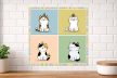Cats with bugs - ceramic tile set