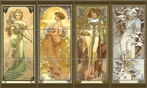 Alfons Mucha szecessziós csempe 