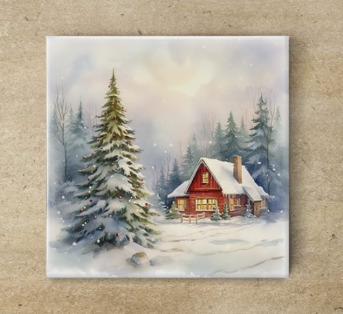 Ceramic tile mural - children playing snowball 