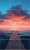 Tile mural with wooden pier and vibrant sunset clouds – modern decorative ceramic tile